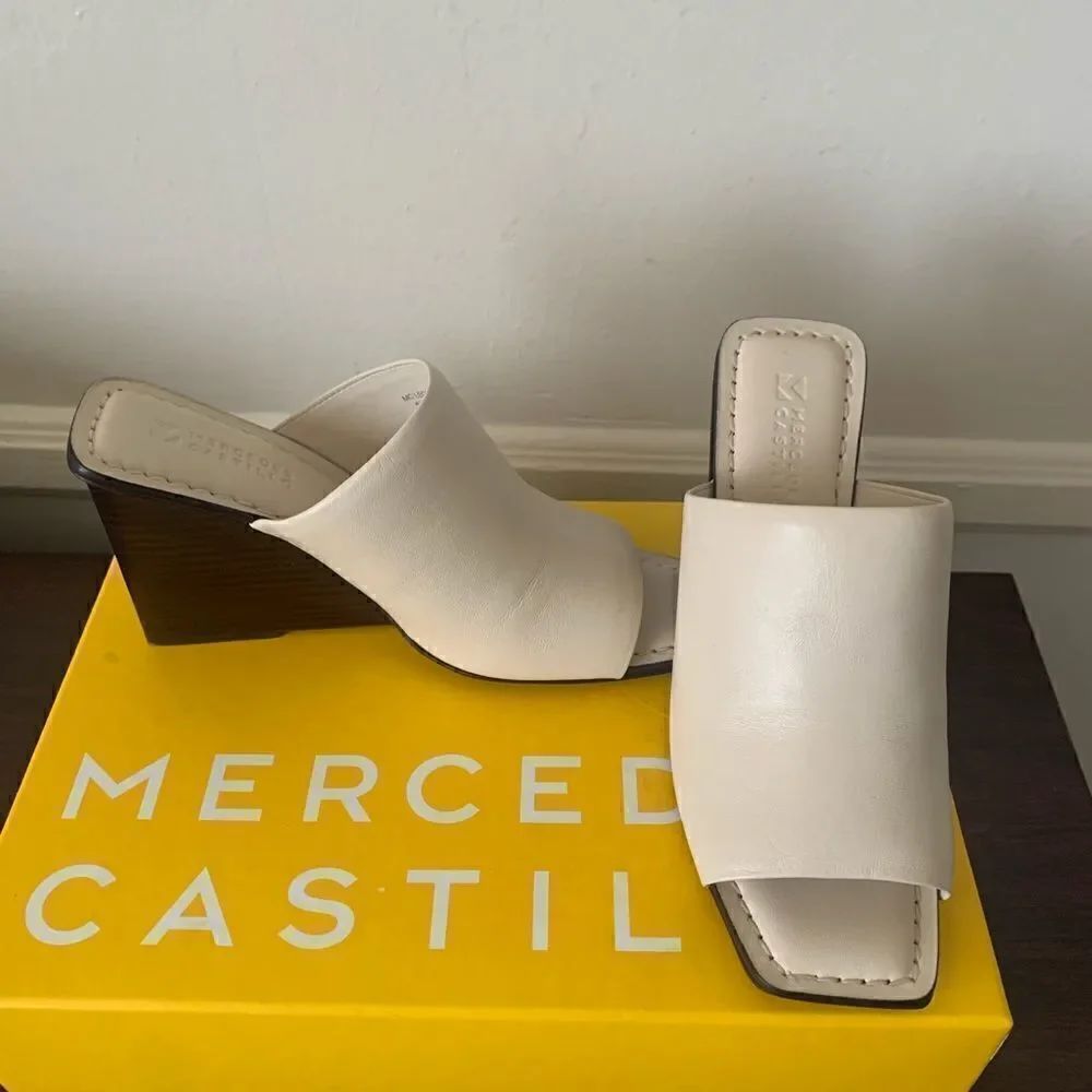 Mercedes Castillo Women’s Top Grain Leather Upper& Lining Wedge Ivory Sandal 6,5 — image 4 of 8
